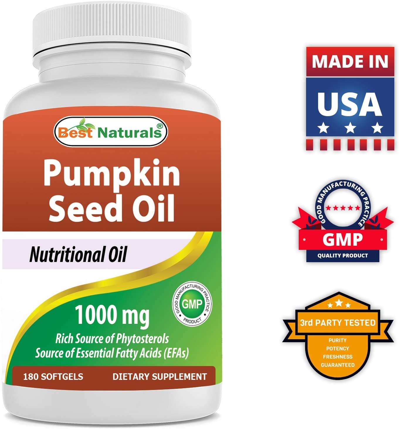 Best Naturals Pumpkin Seed Oil Bladder Control 1000 mg 180 ...